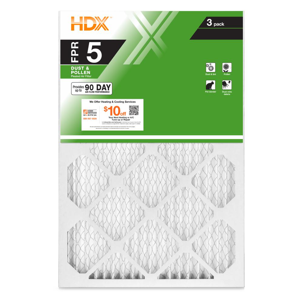 HDX 16 x 25 x 1 Standard Pleated Air Filter FPR 5 (3-Pack)