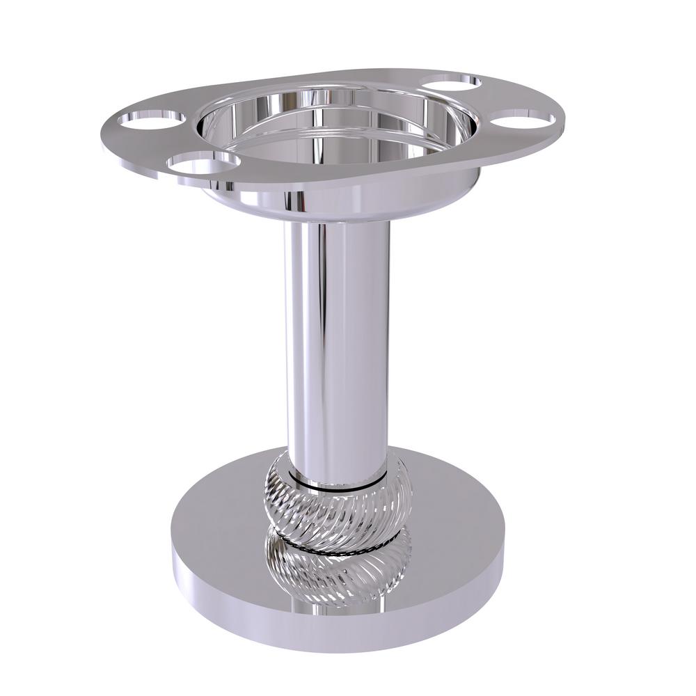 Chrome Toothbrush Holders Bathroom Decor The Home Depot Vanity Top Tumbler And Toothbrush Holder With Twisted Accents In Polished Chrome