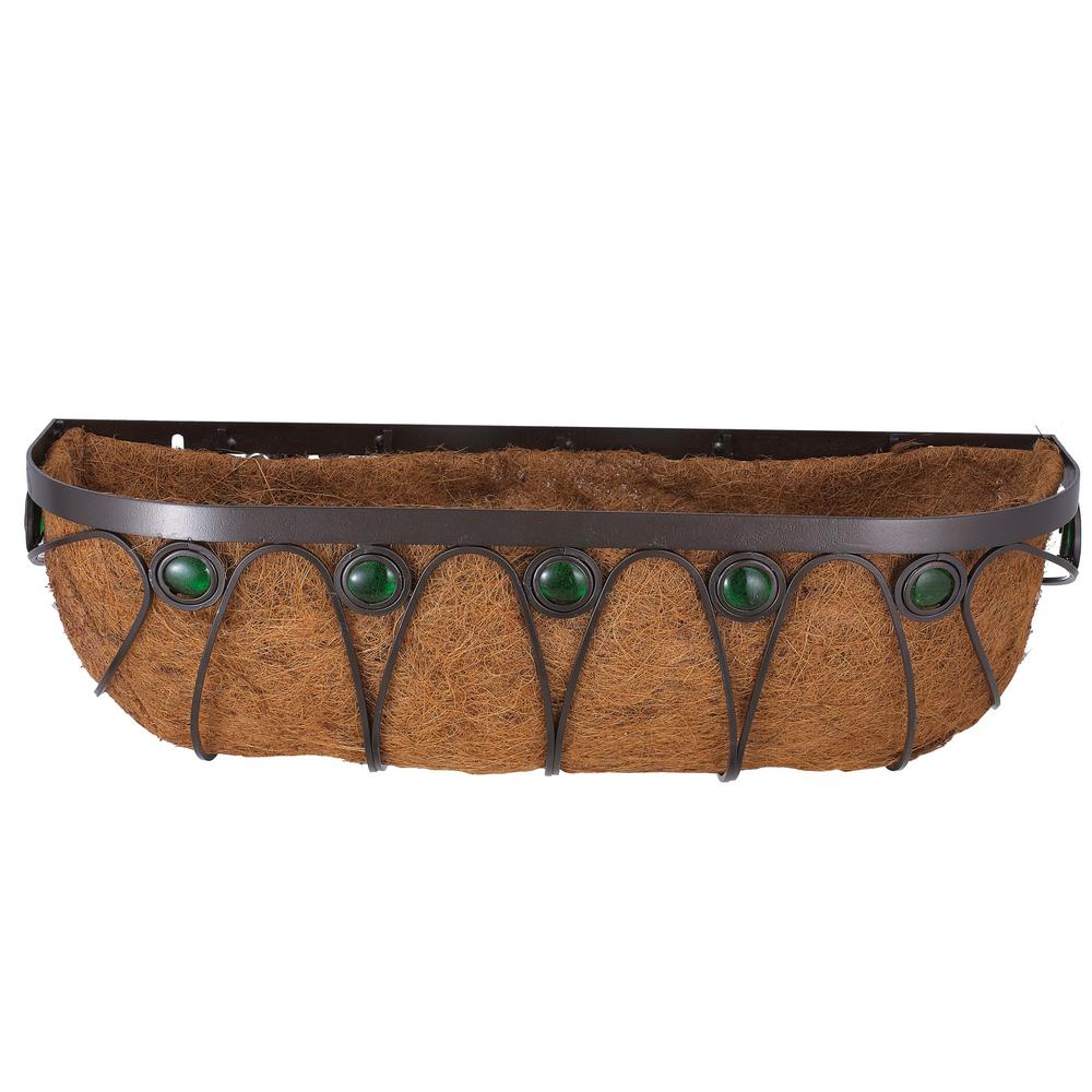 Arcadia Garden Products Emerald 36 inch Black Metal Coconut Wall Trough Planter by Arcadia Garden Products