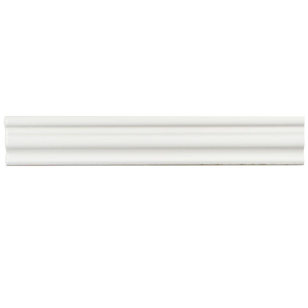 Merola Tile Chester Bianco 2 in. x 12 in. Chair Rail Ceramic Wall Trim ...