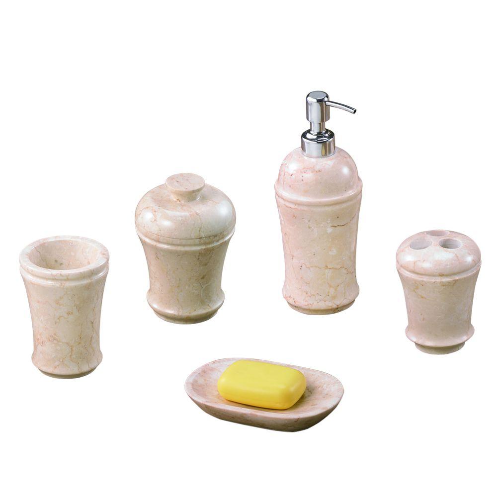 Creative Home Fluted 5Piece Bath Set in Champagne Polished Marble