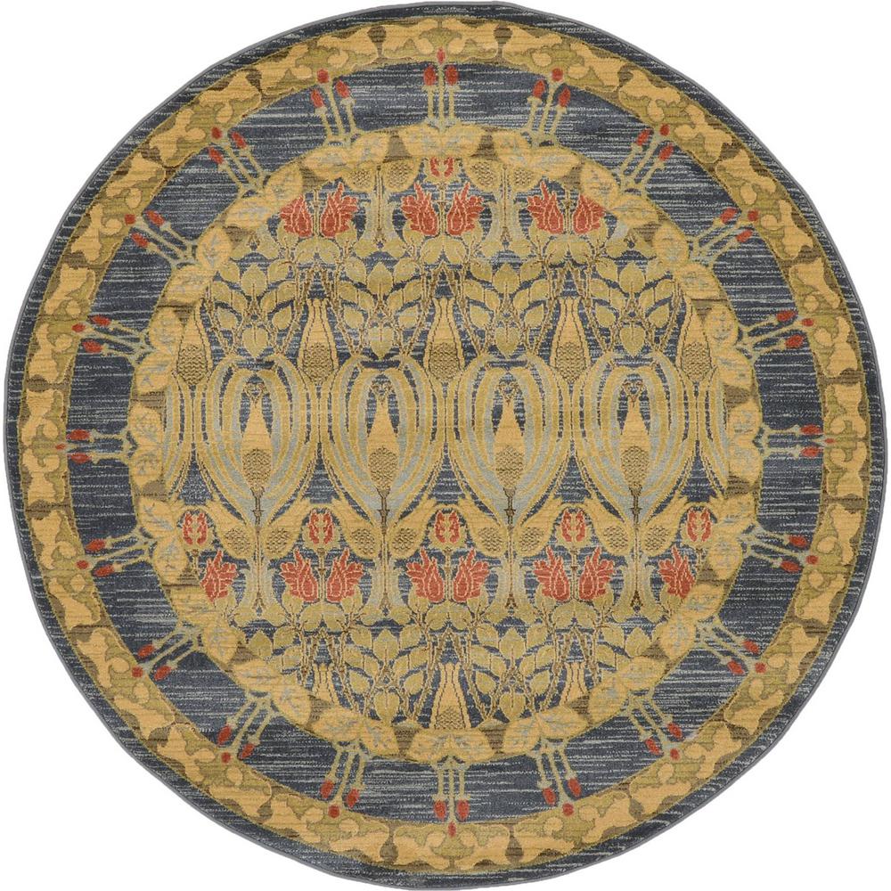 Unique Loom Trellis Navy Blue 6 ft. x 6 ft. Round Area Rug3116740