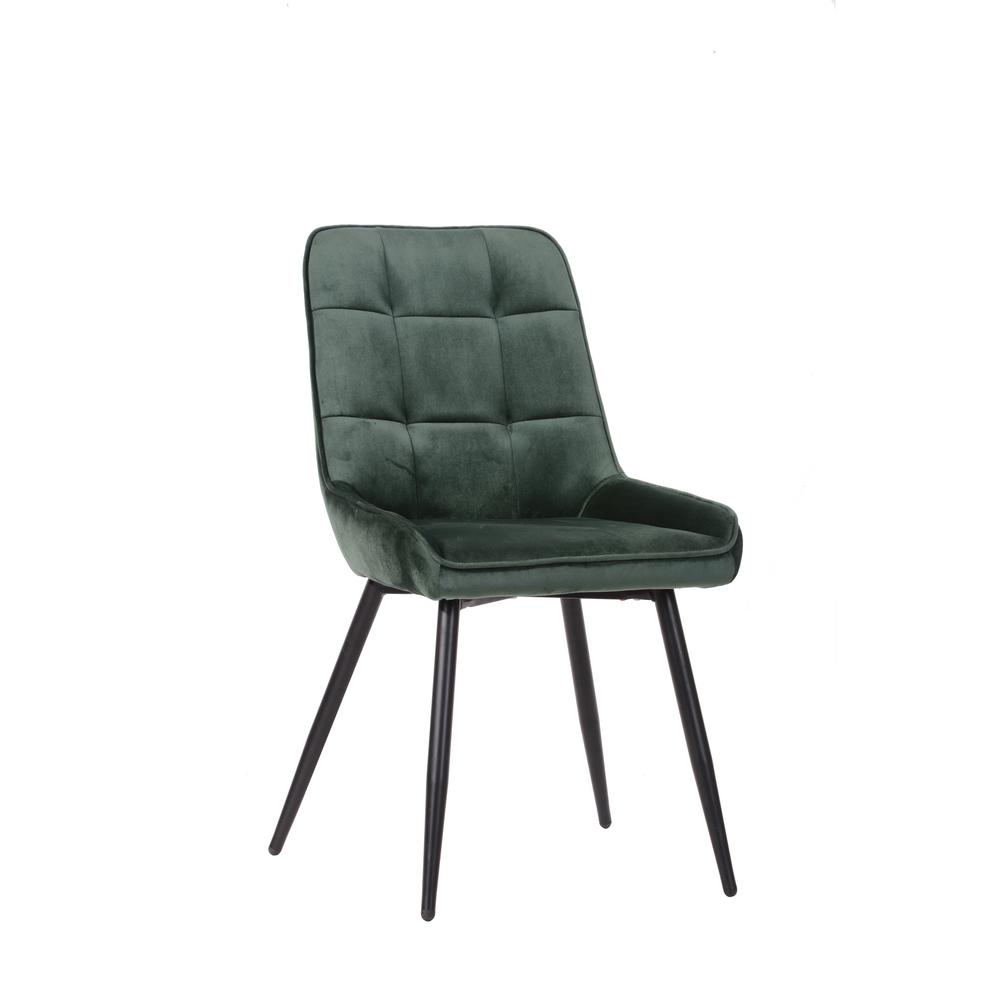 Furniturer Mid Century Modern Fabric Dining Chair Set Of 2 Green Aralia Green The Home Depot
