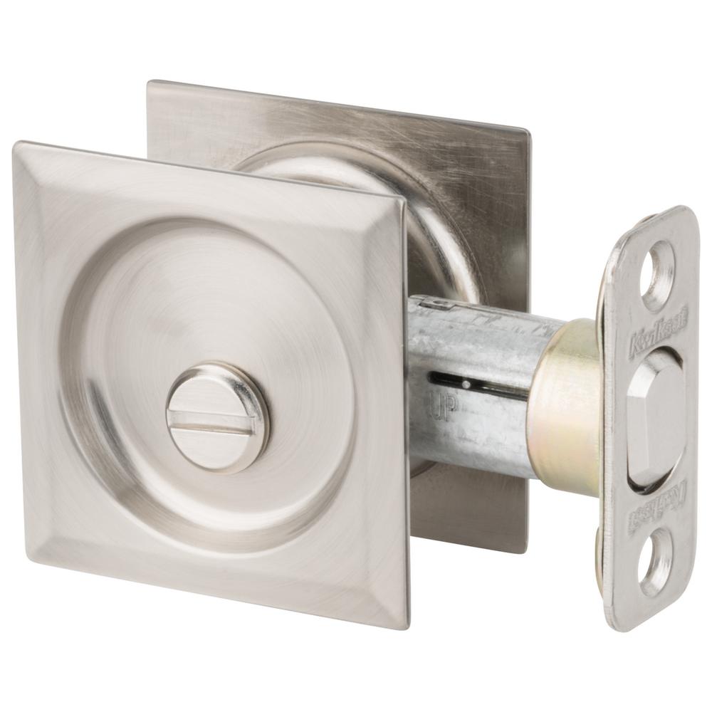 Kwikset Satin Nickel Square Bed/Bath Pocket Door Lock33515SQTPCKTDRL