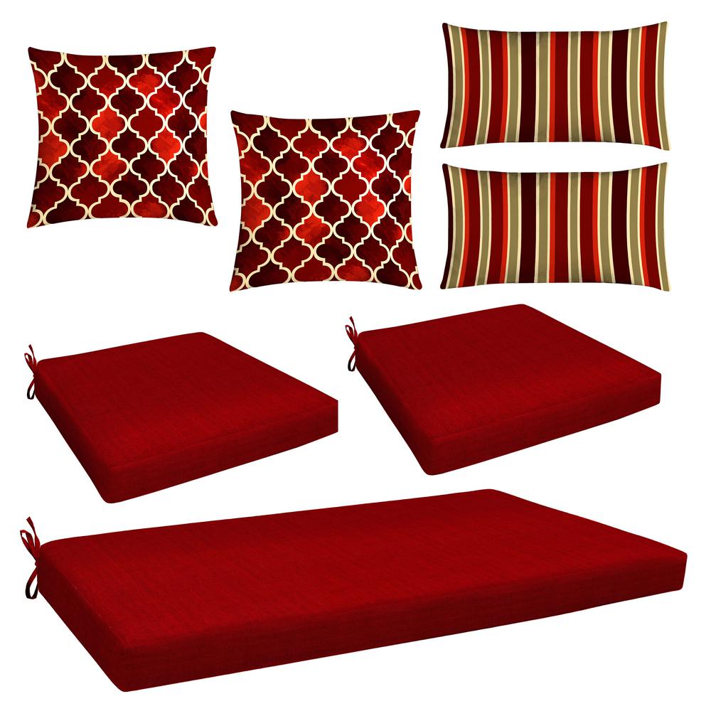 Honeycomb Red 7 Piece Outdoor Mix And Match Wicker Lounge Chair Honeycomb Red 7 Piece Outdoor Mix And Match Wicker Lounge Chair Cushion Set