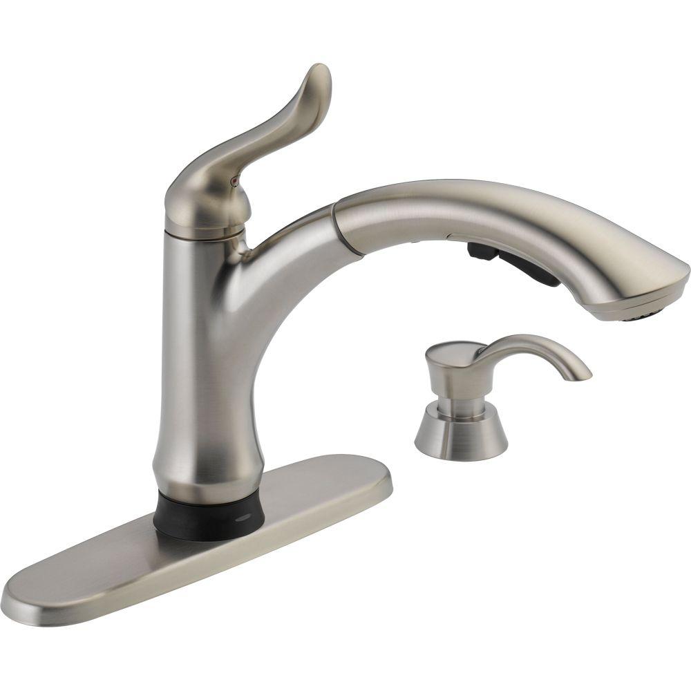 Delta linden single handle pull out sprayer kitchen faucet