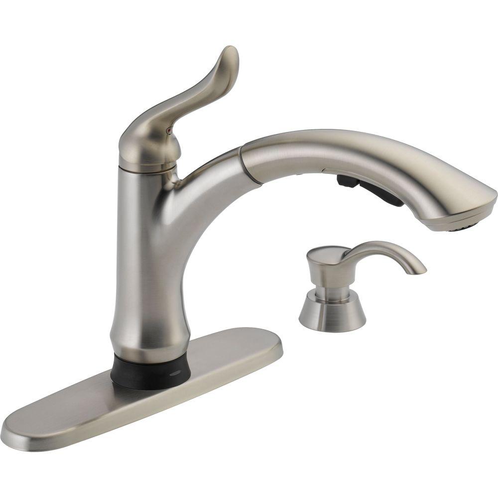 Delta Linden Single-Handle Pull-Out Sprayer Kitchen Faucet ...