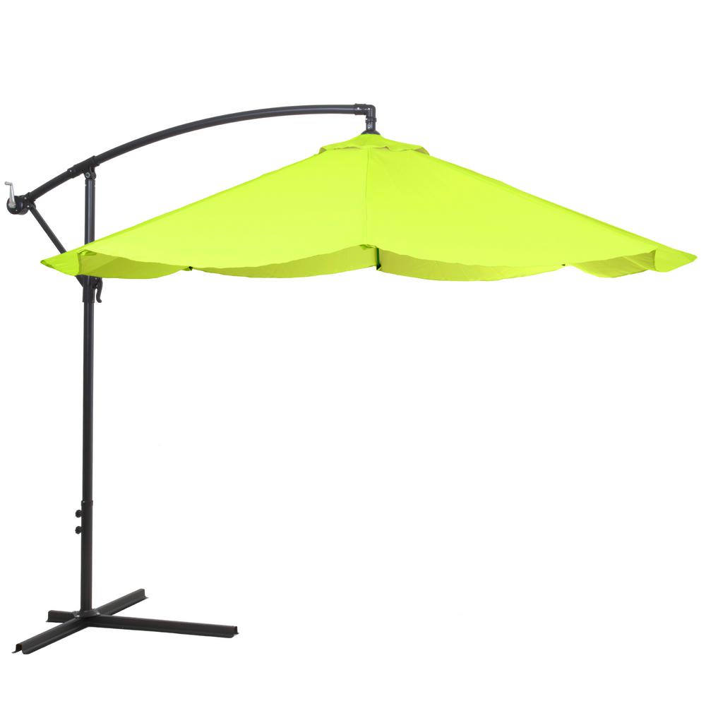 Pure Garden 10 Ft Offset Aluminum Hanging Patio Umbrella In Lime Green M150068 The Home Depot