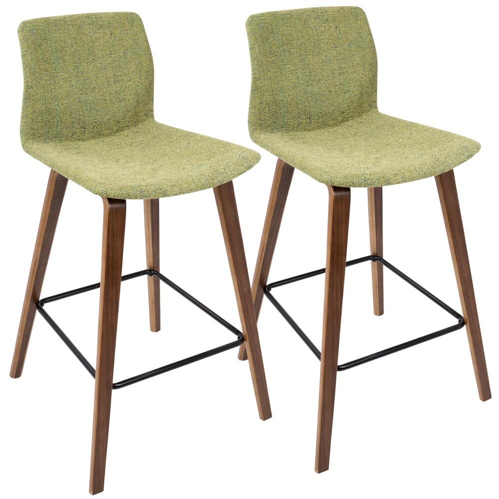 Lumisource Cabo Mid Century Modern Walnut And Green Fabric Counter Lumisource Cabo Mid Century Modern Walnut And Green Fabric Counter Stool Set Of 2 B26 Wl Gn2 The Home Depot