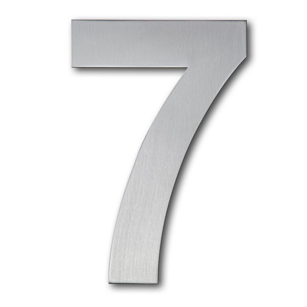 Qt Home Decor 6 In Brushed Stainless Steel Floating Modern Number 7 Brushed Stainless Steel Large Floating Modern Number 7