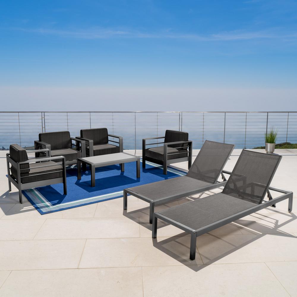 Noble House Cape Coral Grey 6Piece Aluminum Patio Conversation Seating