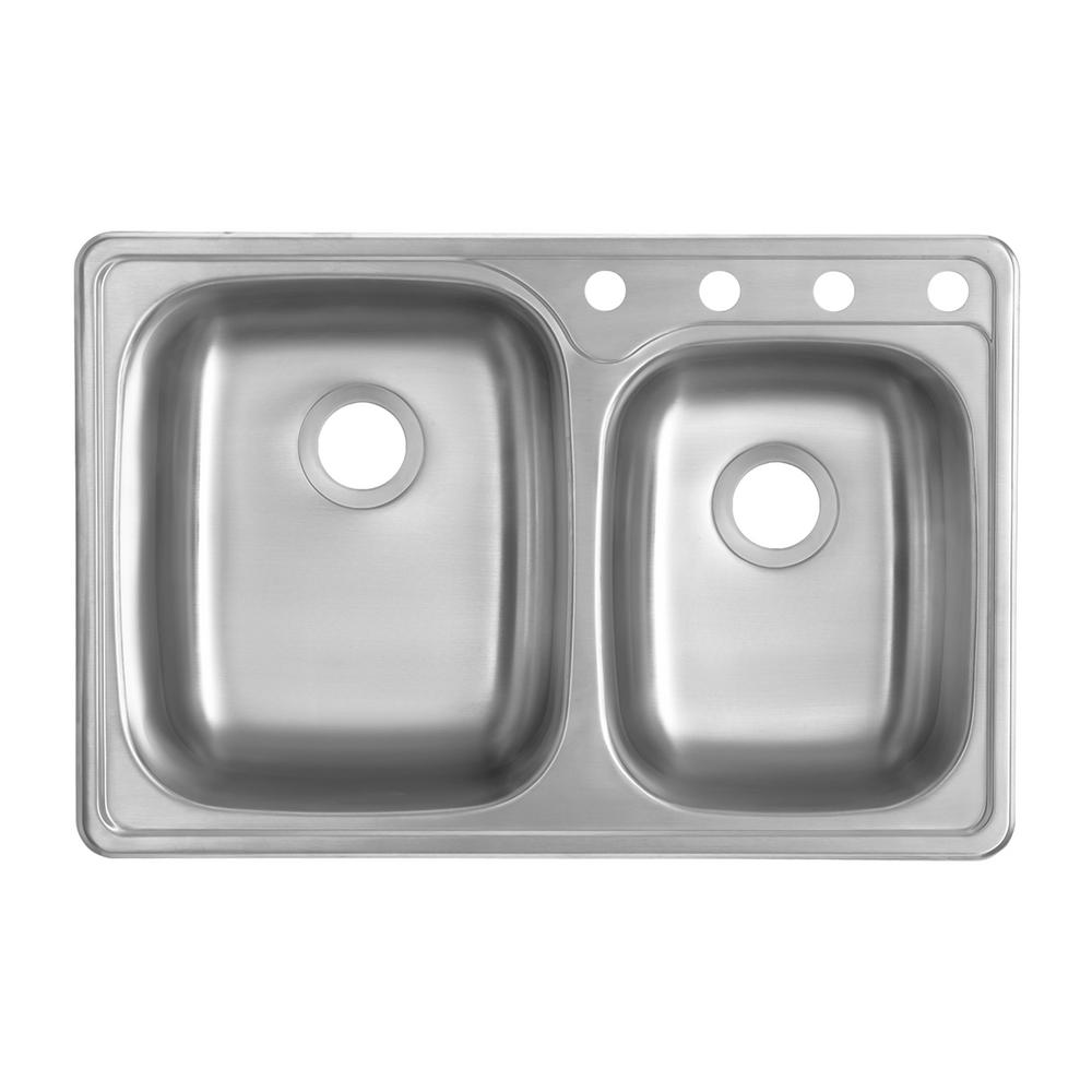 Glacier Bay Drop In 20 Gauge Stainless Steel 33 25 4 Hole 60 40 Glacier Bay Drop In 20 Gauge Stainless Steel 33 25 4 Hole