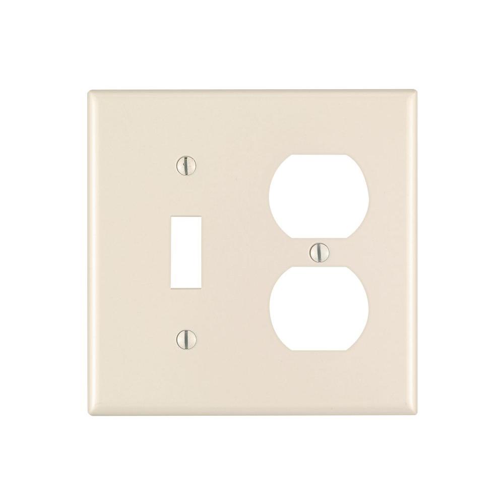 Amerelle Faux Slate Wall Plates Jacks The Home 2 Gang 1 Toggle Duplex Combination Wall Plate Light Almond