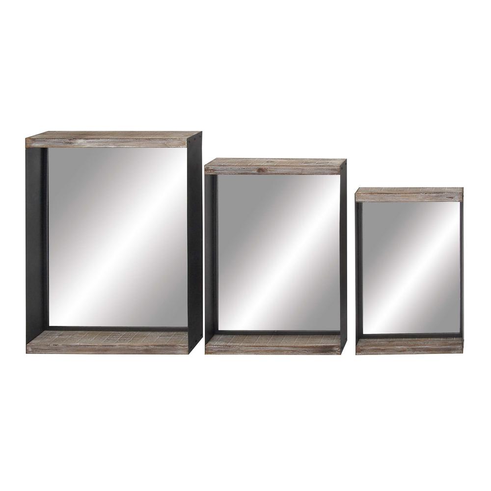 Litton Lane Rectangular Brown Dresser Wall Mirror Set 89362