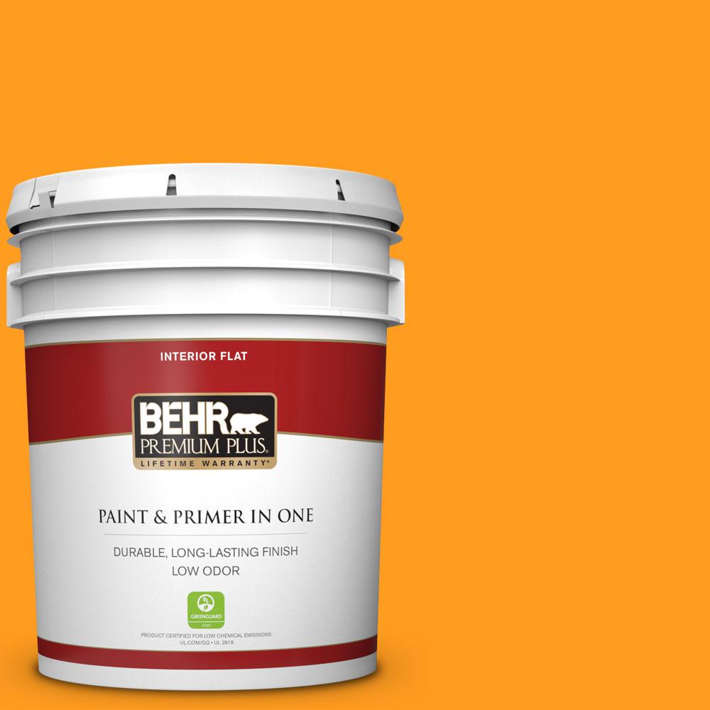 BEHR PREMIUM PLUS 5 gal. SG290 Orange Peel Flat Low Odor Interior