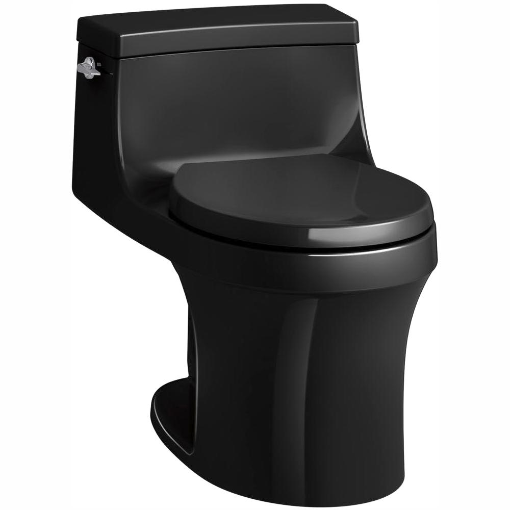 KOHLER San Souci 1-piece 1.28 GPF Single Flush Round Toilet in Black ...