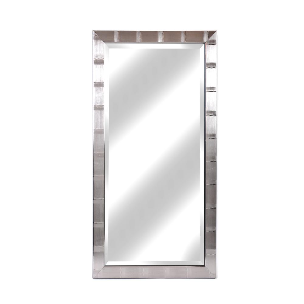 Alpine Art Mirror Large Rectangle Brushed Silver Beveled Glass Contemporary Mirror 42 In H X 22 In W 92250 The Home Depot