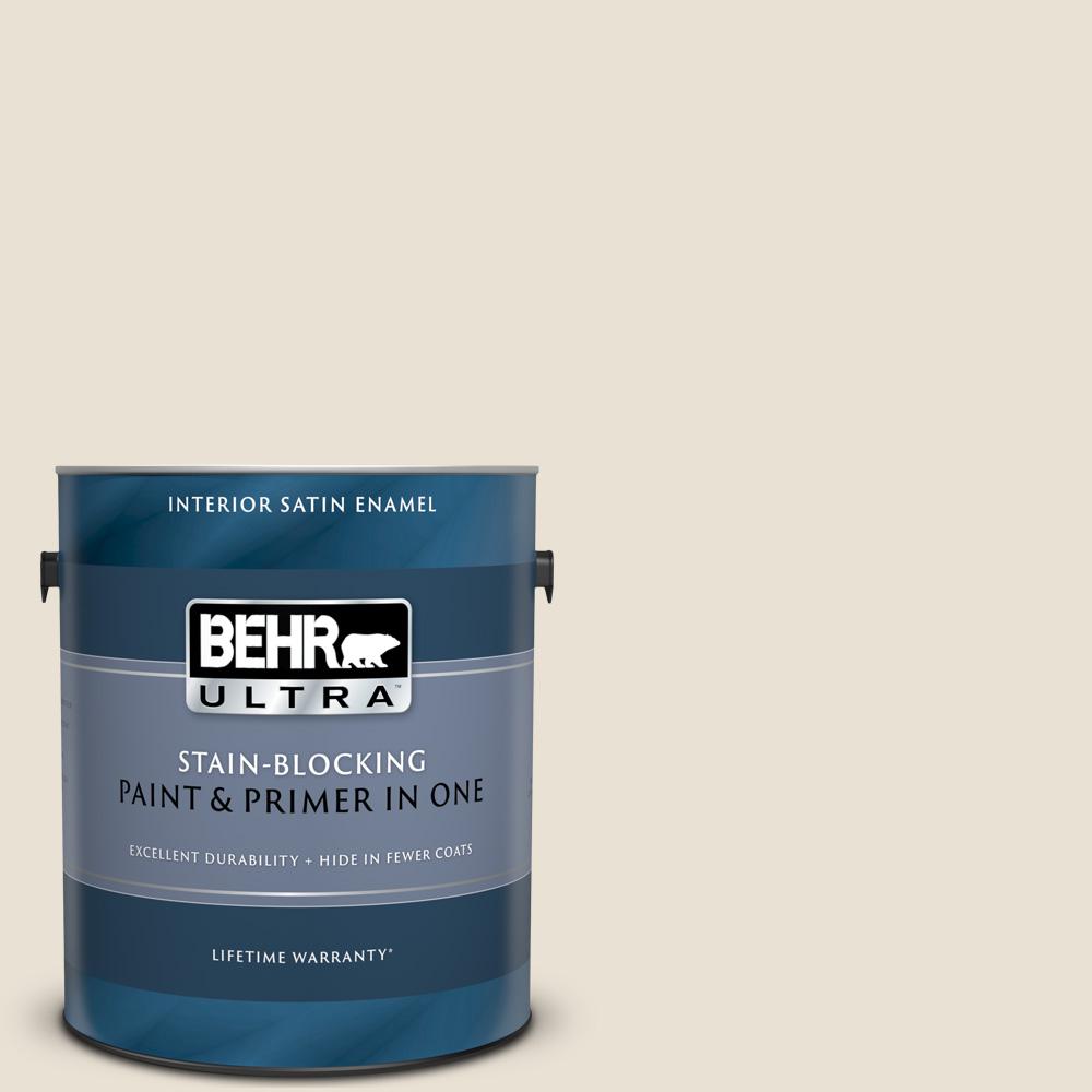 BEHR ULTRA 1 gal. BXC62 Alabaster Satin Enamel Interior Paint and