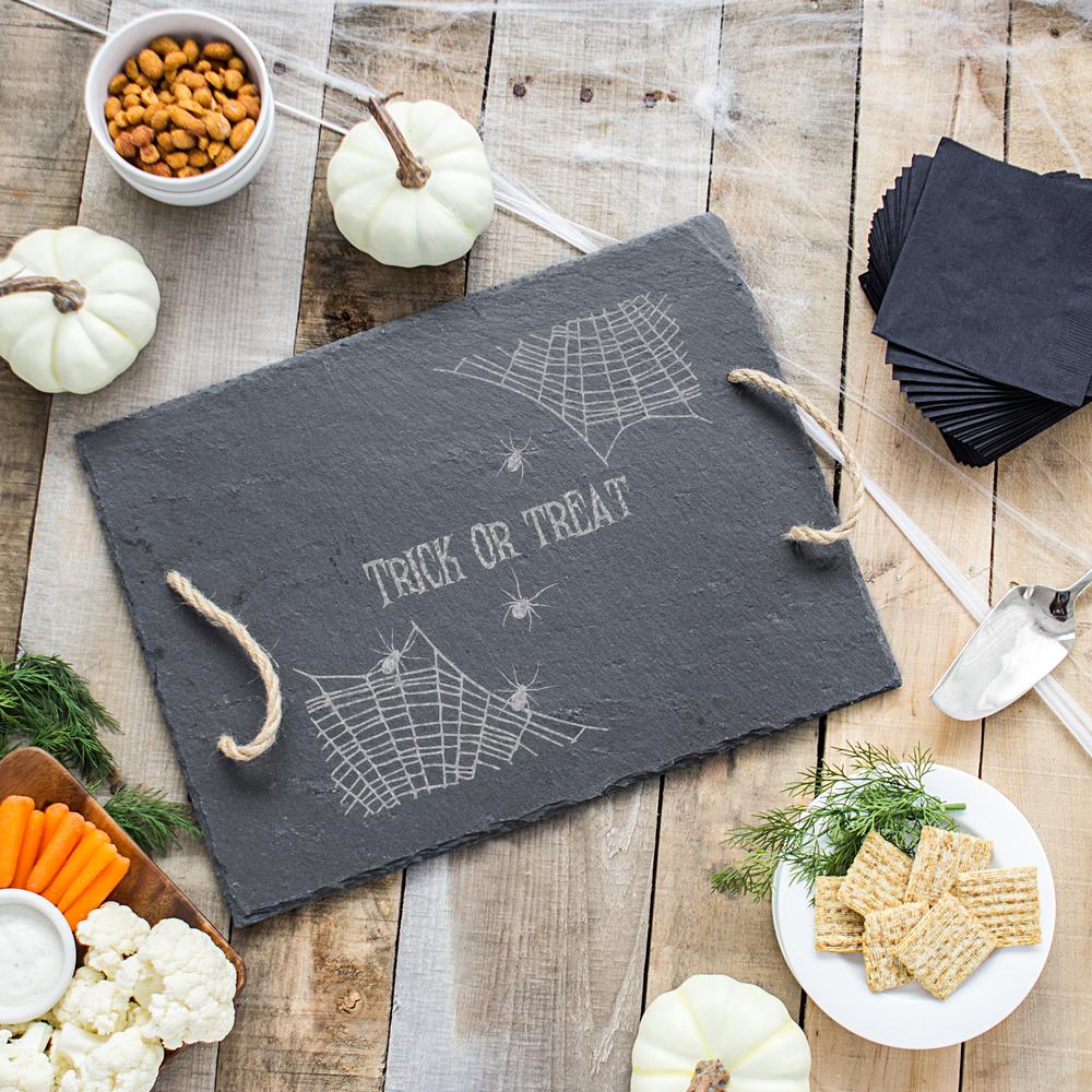 spider web halloween slate serving tray