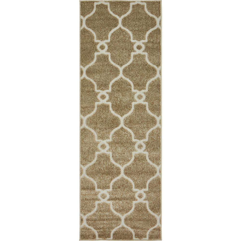 Unique Loom Outdoor Light Brown 2' x 6' Runner Indoor/Outdoor Rug