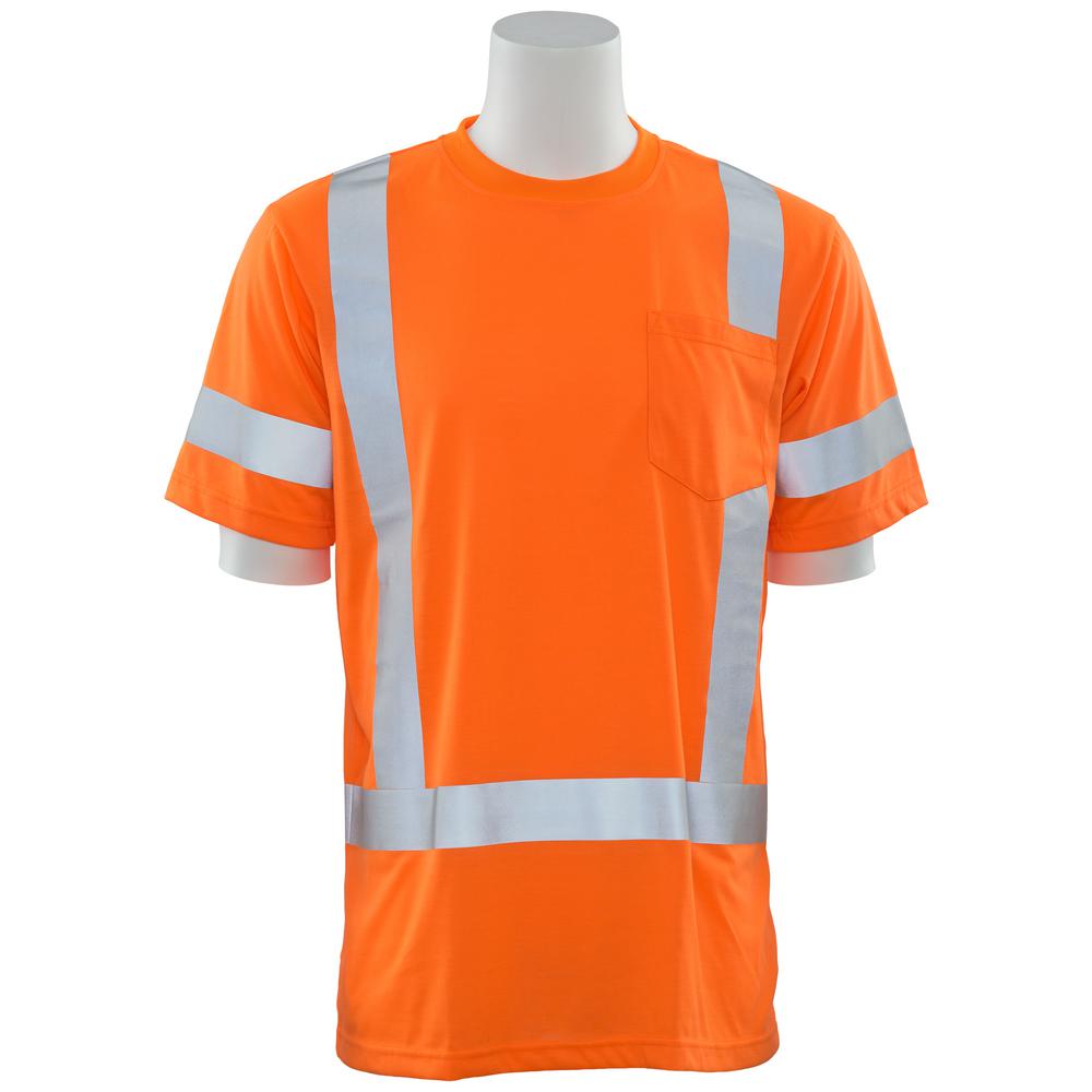 ERB Unisex 9801S L Class 3 Short Sleeve HiViz Orange Poly Jersey T