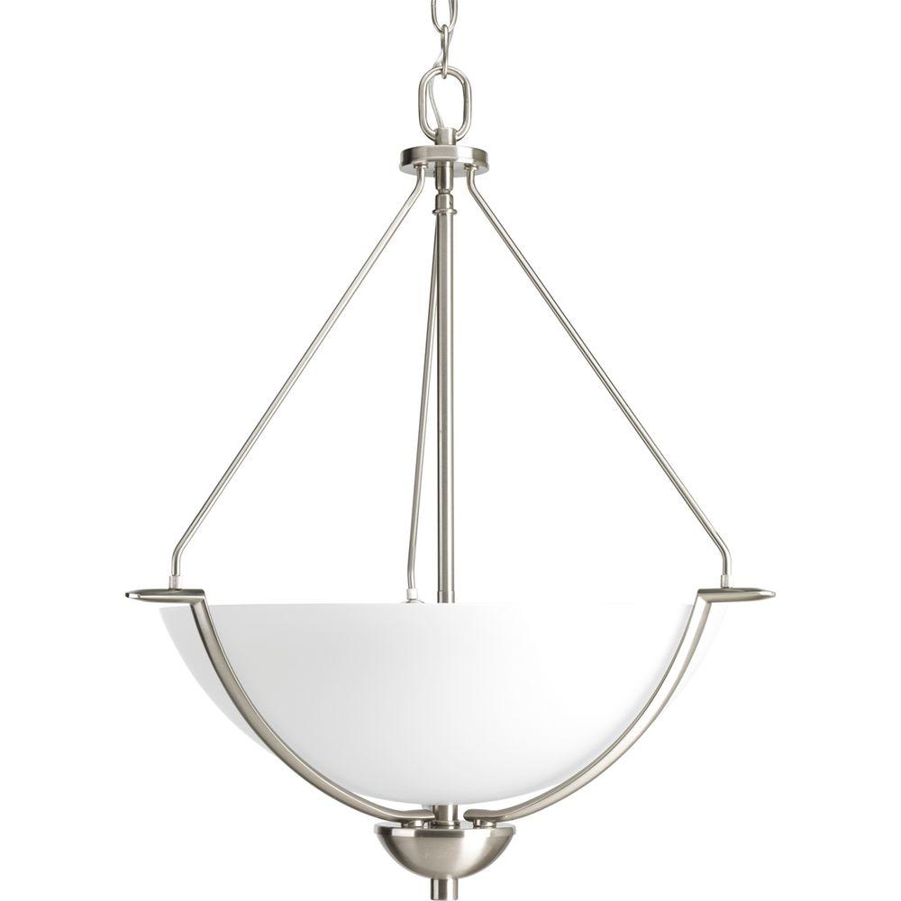 Sea Gull Lighting Somerton 6 Light Antique Brushed Nickel Hall Bravo Collection 3 Light Brushed Nickel Foyer Pendant With Etched Glass