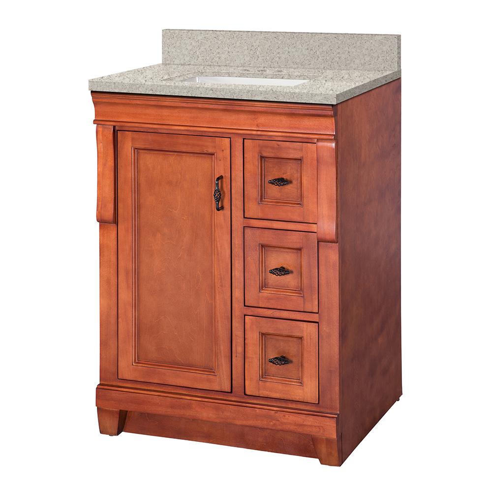 Home Decorators Collection Naples 25 in. W x 22 in. D Vanity in Warm Cinnamon with Engineered