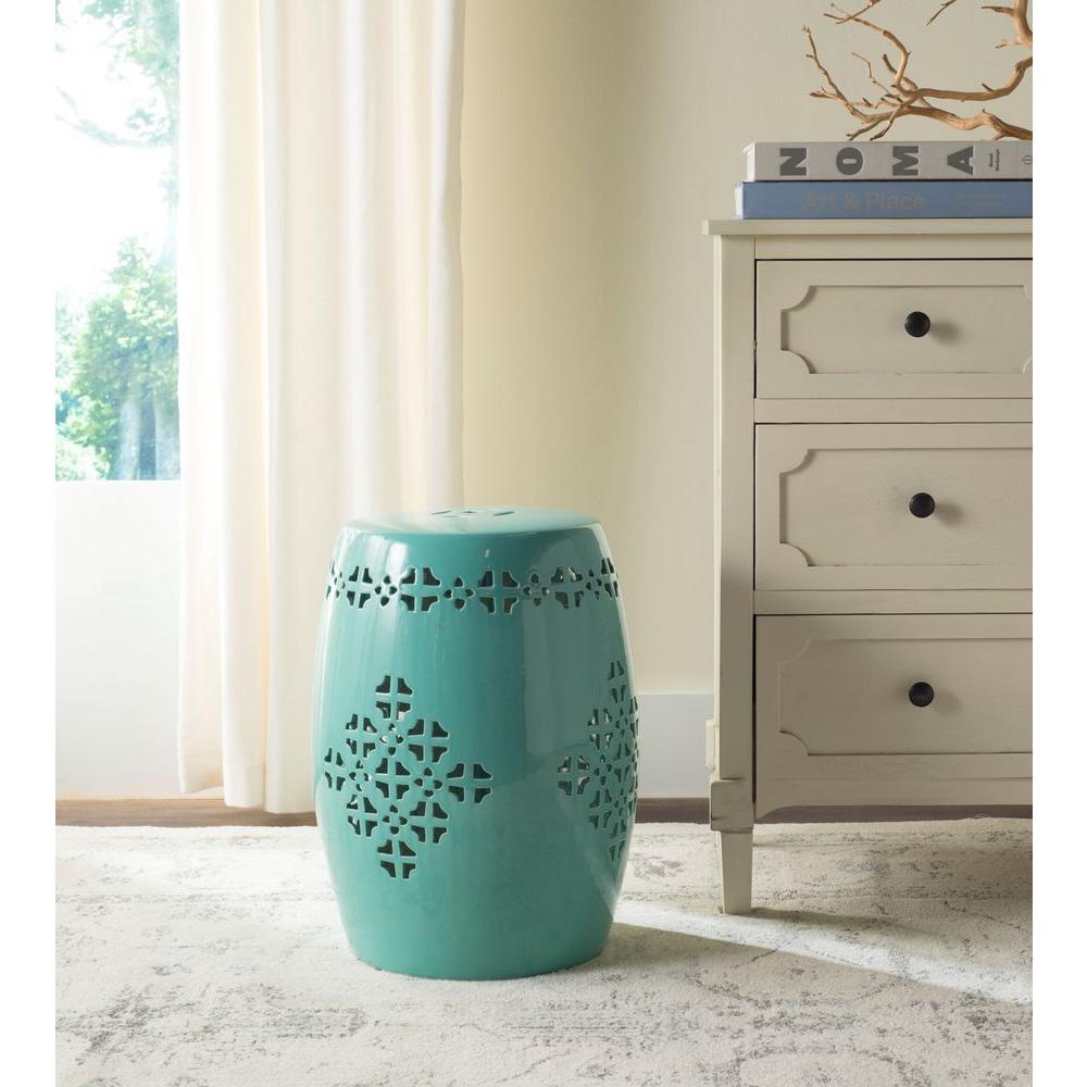 Safavieh Quatrefoil Aqua Patio Stool Acs4535c The Home Depot