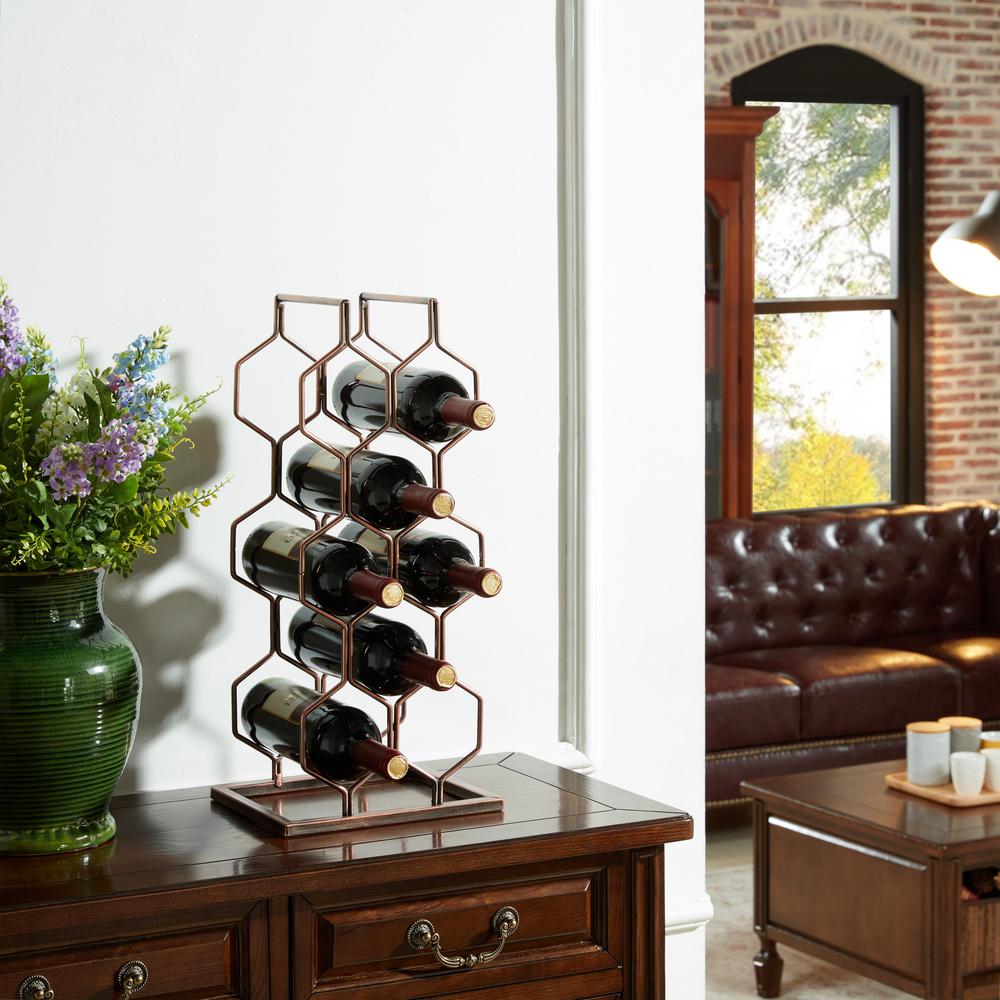 DANYA B Copper Electroplated 8-Bottle Wine Rack-HG11631 - The Home Depot