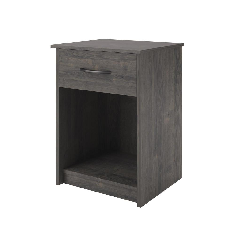 Ameriwood Home Southwood Dark Gray Oak Nightstand Hd99521 The Home Depot