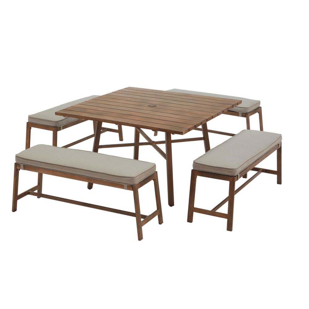 Hampton Bay Walnut Cove 5 Piece Steel Outdoor Patio Dining Set