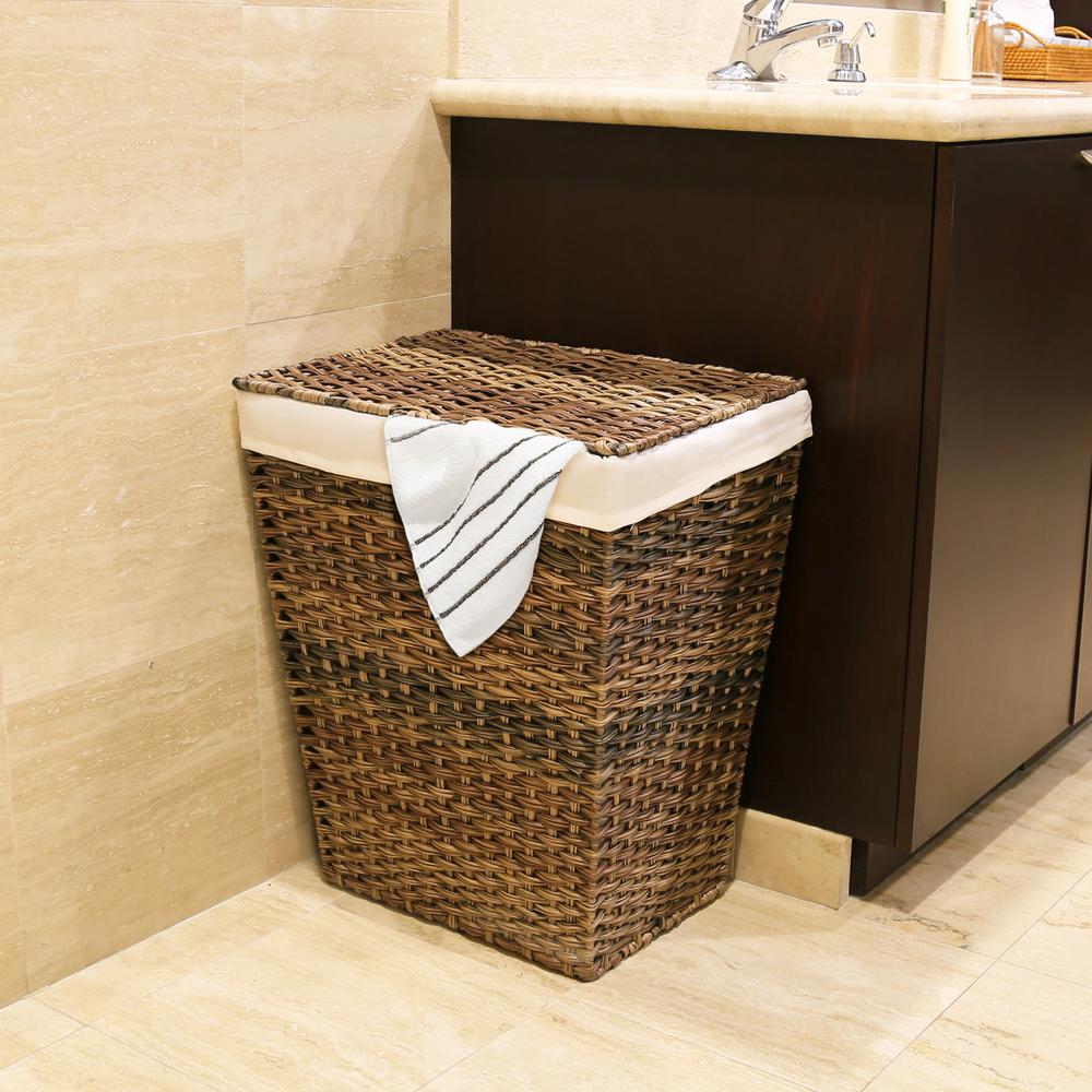 Seville Classics Handwoven Lidded Laundry Hamper with Canvas Liner by Seville Classics
