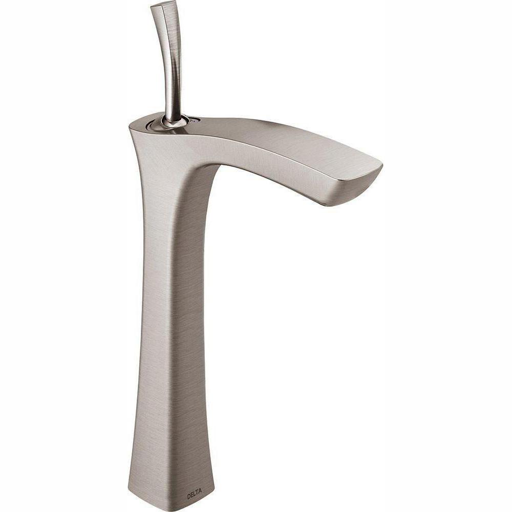 Delta Tesla Single Hole SingleHandle Vessel Bathroom Faucet in Stainless752LFSS The Home Depot