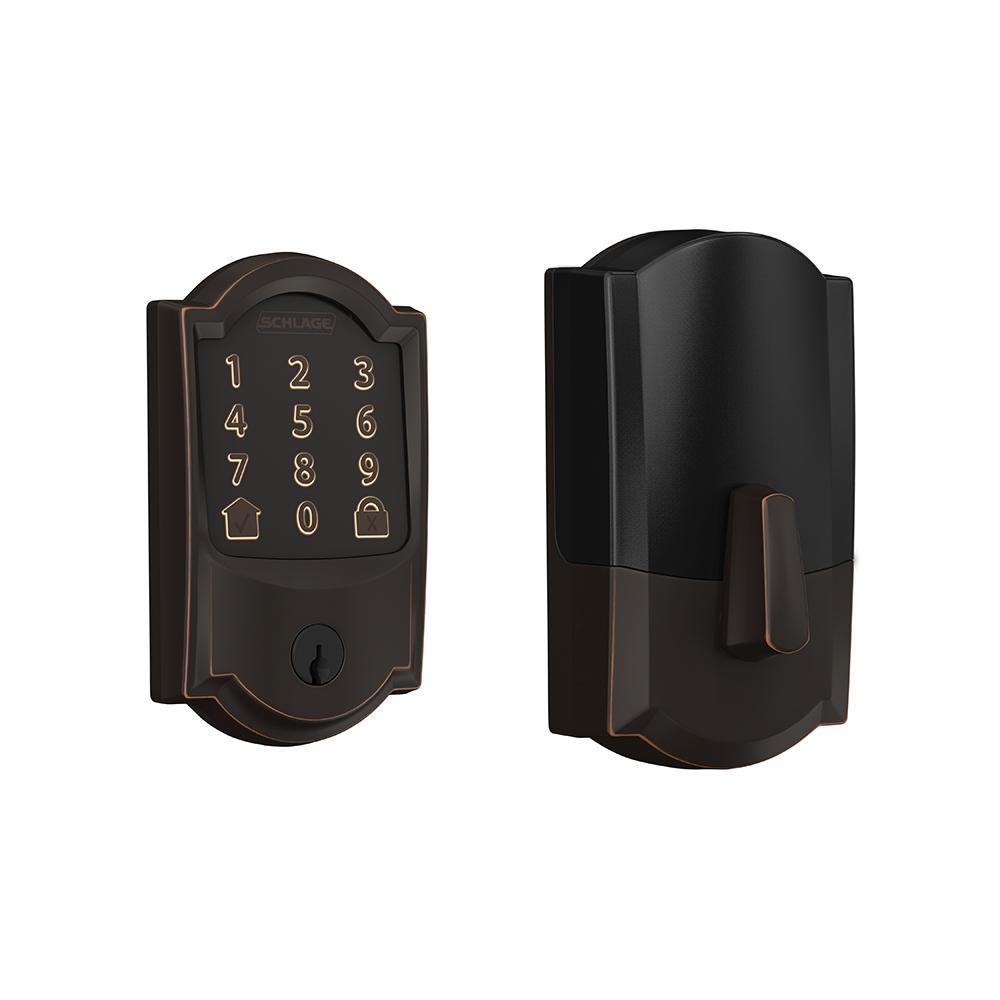 Schlage Camelot Encode Smart Wifi Door Lock With Alarm In Aged Bronze