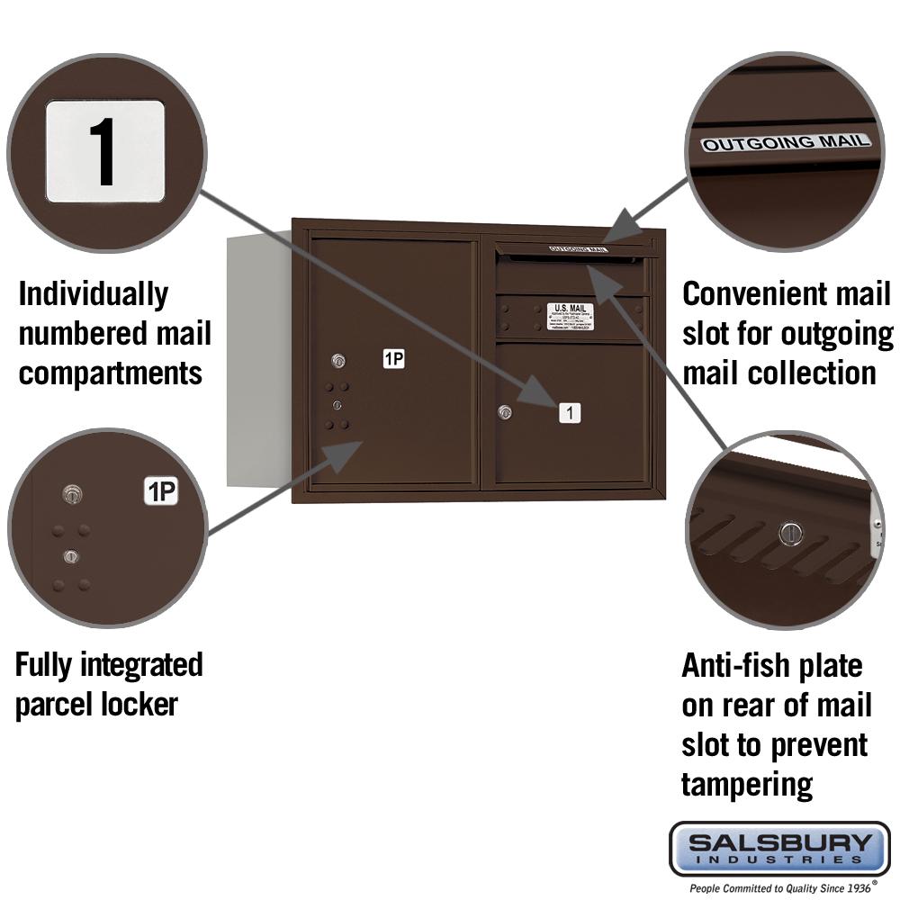 Salsbury Industries 3705D-01ZRU 4C Horizontal Mailbox Bronze