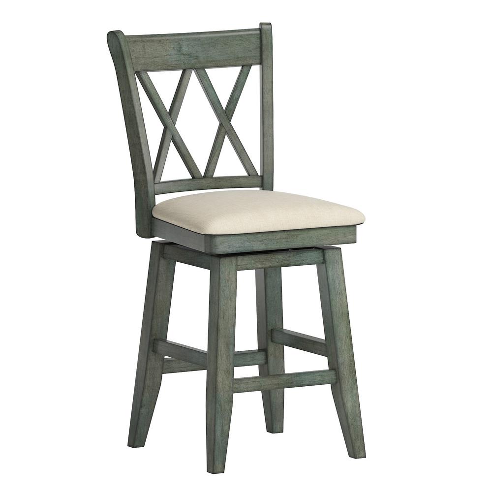 Homesullivan 24 In H Antique Sage Double X Back Swivel Chair With H Antique Sage Double X Back Swivel Chair With Beige Linen Seat 40530sw3 24aq The Home Depot