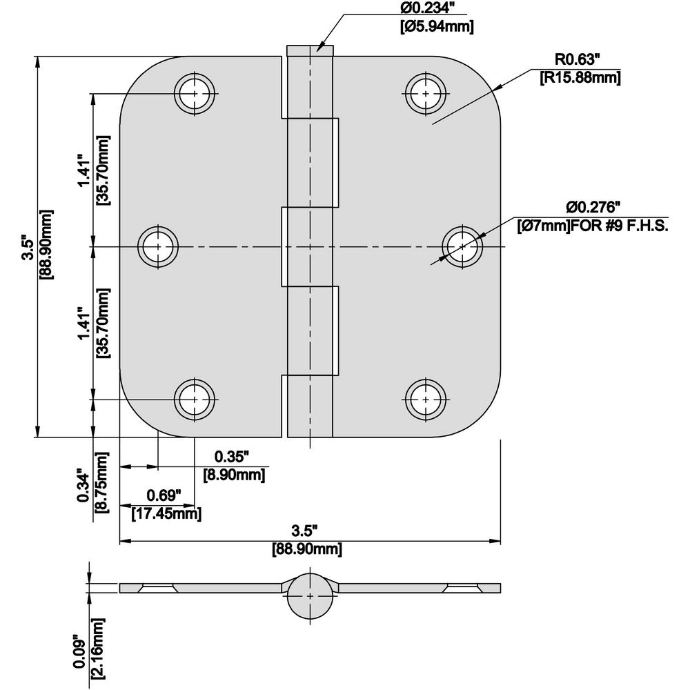 Oil Rubbed Bronze 3.5"X3.5" w 1/4 Round Corner Door Hinge Contractor Pack US10B Oil Rubbed Bronze 3.5"X3.5" w 1/4 Round Corner Door Hinge Contractor Pack US10B