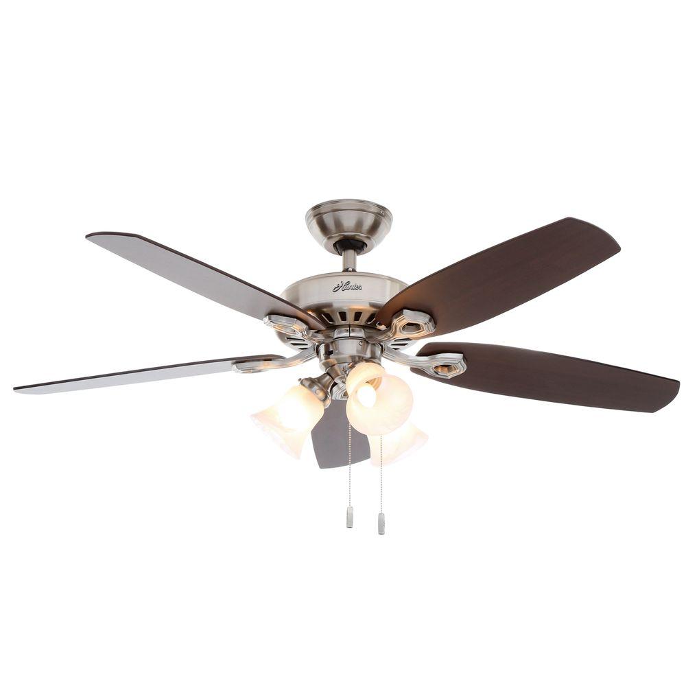 Hunter Builder Plus 52 In Indoor 3 Light Brushed Nickel Ceiling Indoor 3 Light Brushed Nickel Ceiling
