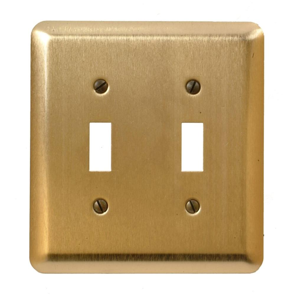 Amerelle Steel 2 Toggle Wall Plate Brushed Brass154TT The Home Depot