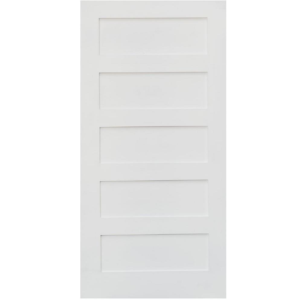 Stile Doors 28 In X 80 In Shaker Primed 5 Panel Solid Core Mdf