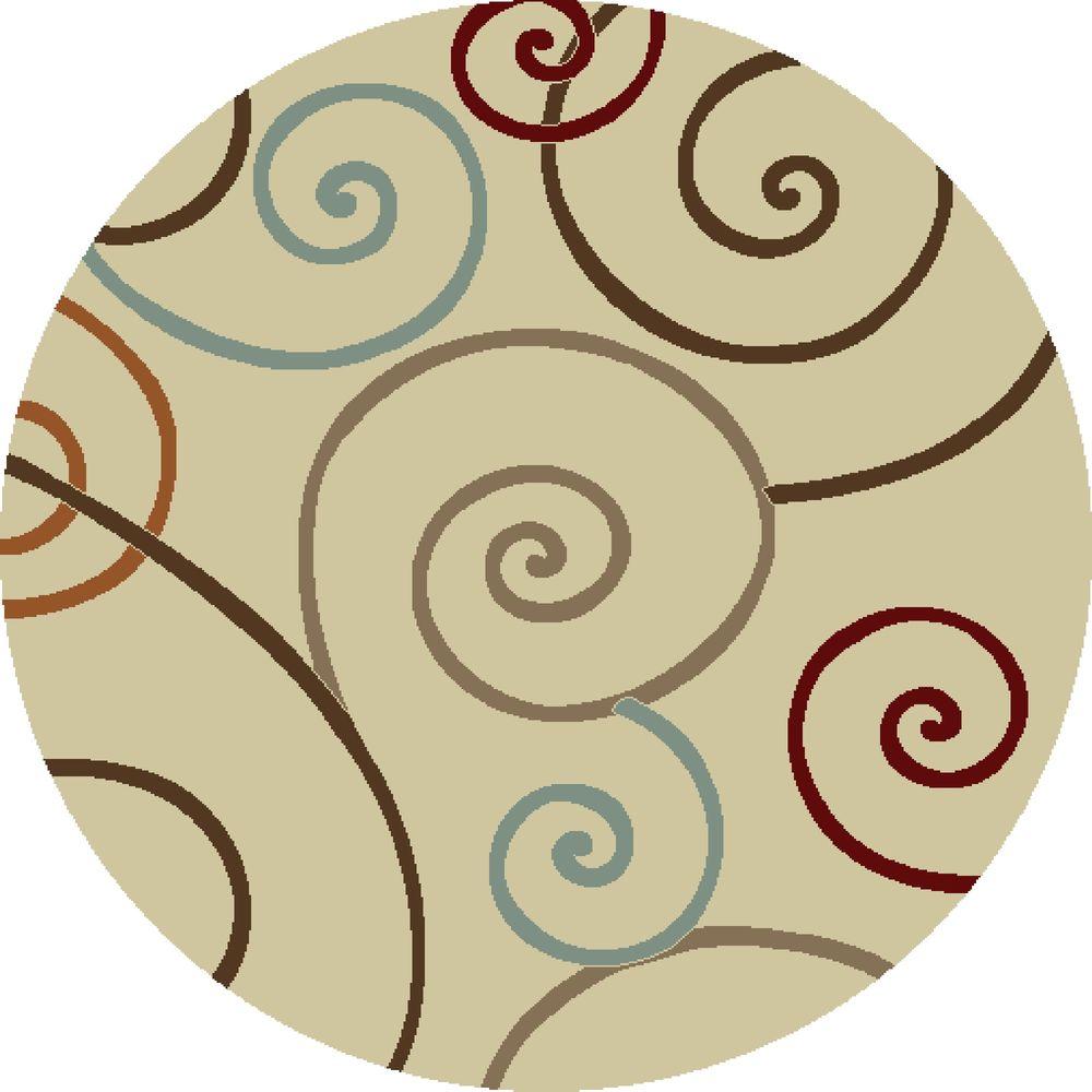 Concord Global Trading Chester Scroll Ivory 5 Ft 3 In Round Area Chester Scroll Ivory 7 Ft 10 In Round Area Rug