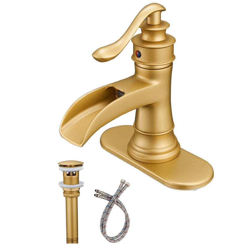 Aurora Decor Waterfall Single Hole SingleHandle Bathroom Faucet in