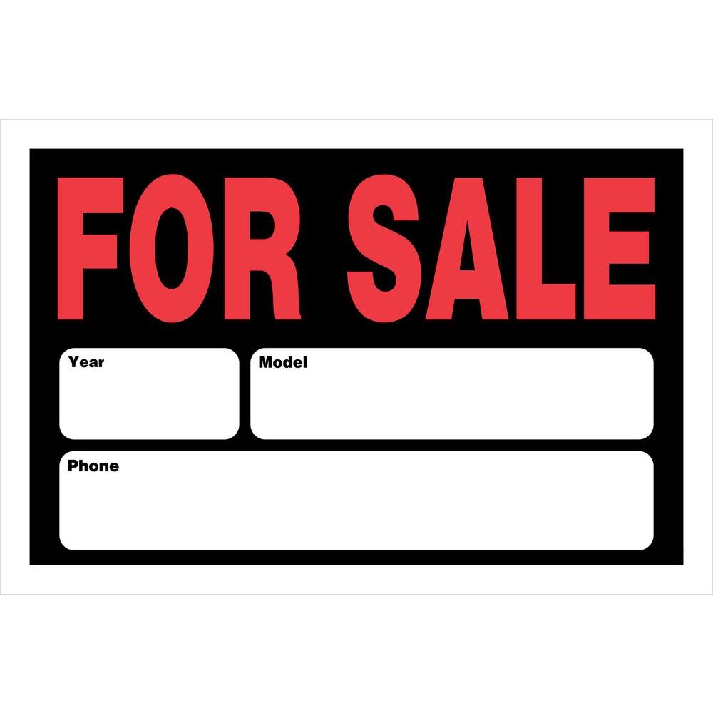 8 in. x 12 in. Plastic Auto For Sale Sign839932 The Home Depot