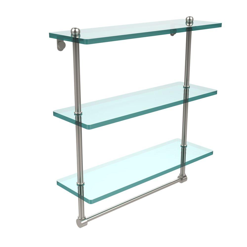 Allied Brass 16 In L X 18 H 5 W 3 Tier Clear Glass Bathroom Shelf With Towel Bar Polished Nickel Pr 16tb Pni The Home Depot - 18 Glass Bathroom Shelf Allied Brass 16 In L X 18 H 5 W 3 Tier Clear Glass Bathroom Shelf With Towel Bar Polished Nickel Pr 16tb Pni The Home Depot - 18 Glass Bathroom Shelf