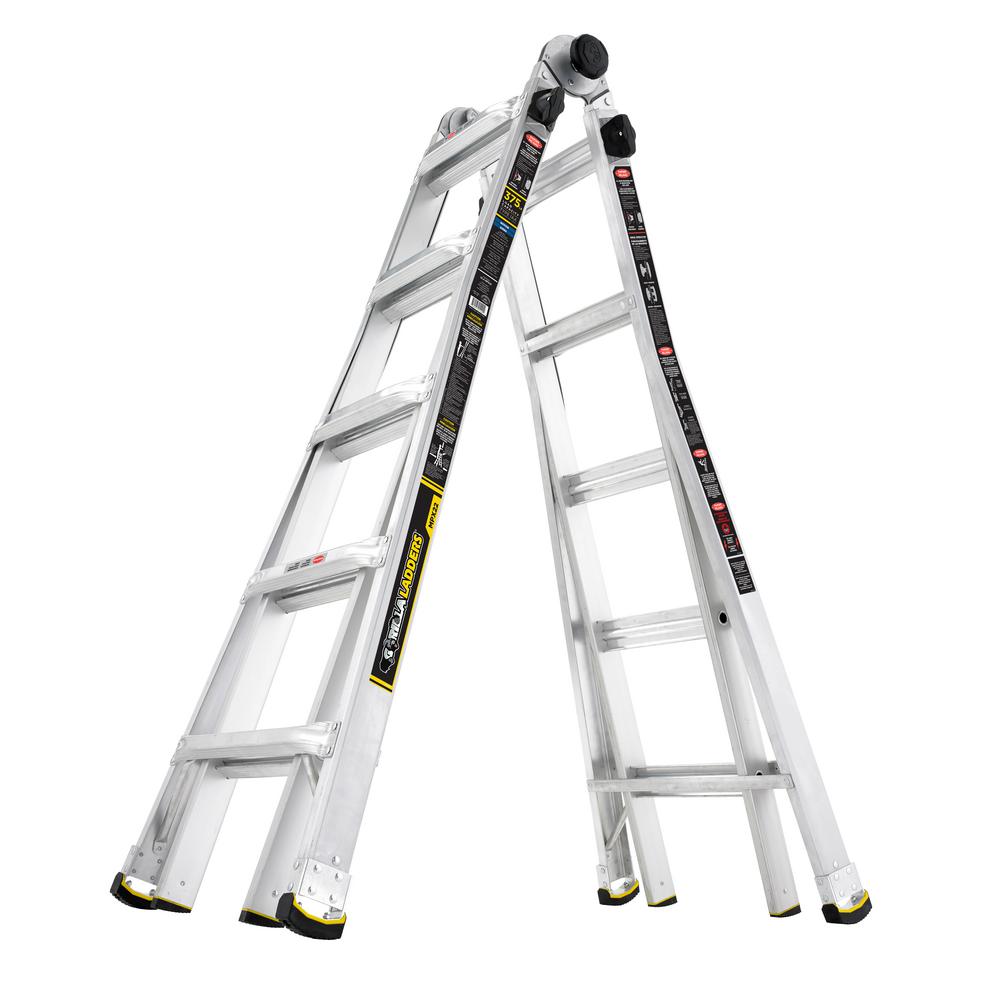 Werner 22 Ft. Reach Aluminum Telescoping Multi-Position Ladder With 250 ...