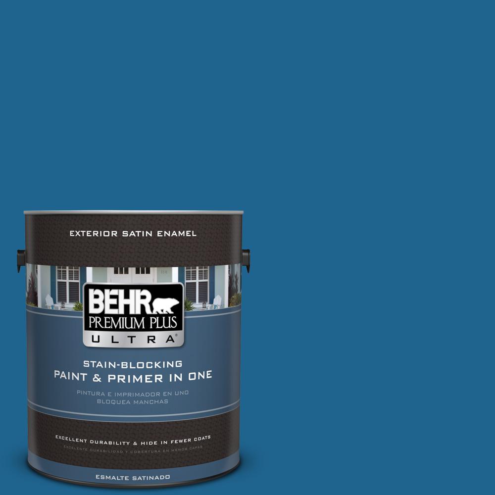 BEHR Premium Plus Ultra 5 gal. N4705 Norwegian Blue Satin Enamel