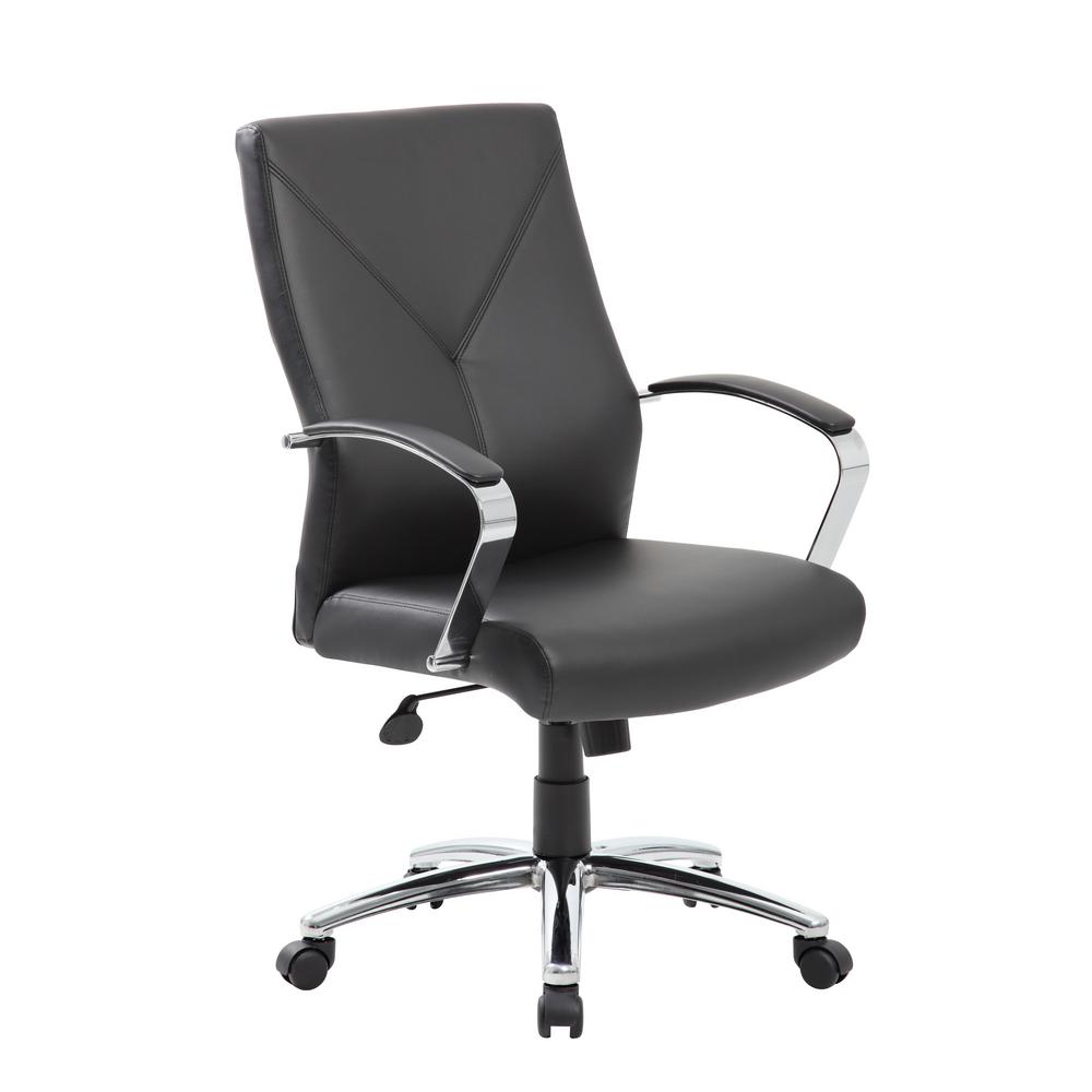 Boss Black Leatherplus Executive Chair B10101 Bk The Home Depot