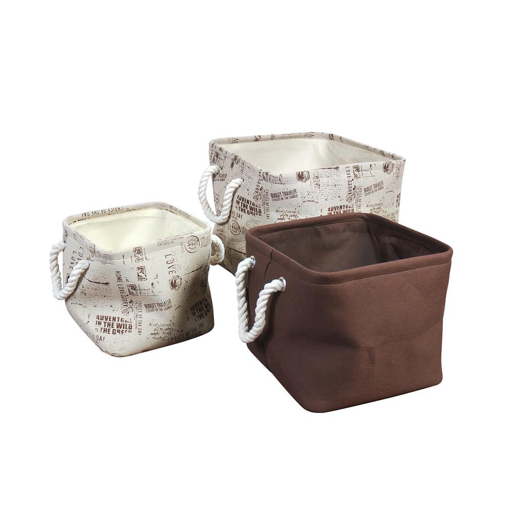 Multiple Size Brown Canvas Cube Storage Set (3 Pack)22070 The Home Depot