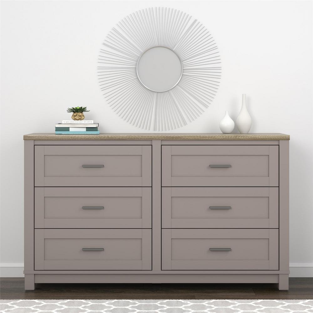 Ameriwood Viola Gray Light Brown 6 Drawer Dresser Hd13068 The