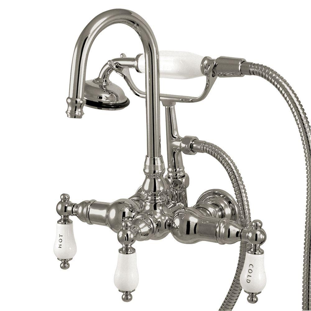 Kingston Brass 3 Handle Claw Foot Tub Faucet With Handshower In